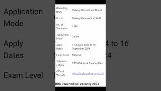 RRB Paramedical Vacancy 2024#rrb #railway #paramedical