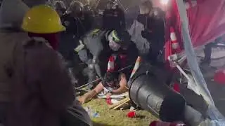 Protester Pinned to Ground as UCLA Encampment Dismantled