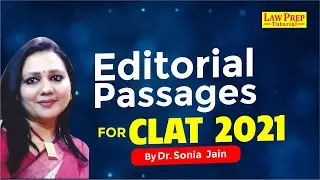 Editorial Passages | CLAT 2021 | English for CLAT 2021 | Part-6 | Dr. Sonia Jain | Law Prep Tutorial