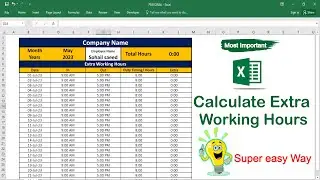 How to Calculate Extra Working Hours in Excel | Time Calculation