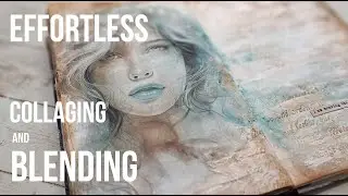 Altered book art journal with collaging