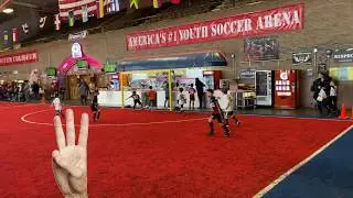 My seven year-old son scoring a goal off a rare triple-meg. 🤯⚽️⚽️⚽️