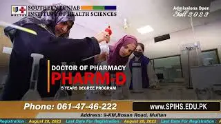 Department of Pharmacy - Admissions Open Fall 2023. Last Date For Registration 28-08-2023