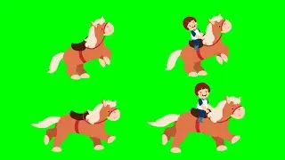 Cartoon - Horse Ride and Run- Green Chroma Screen - Free to Use - No Copyright - 4K