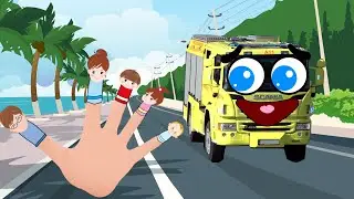 Finger Family. Doodle firetruck is singing a nursery rhyme. Sing-along.