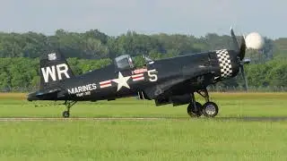 1948 CHANCE VOUGHT F4U-5 Corsair Take Off (and North American P-51D Mustang)