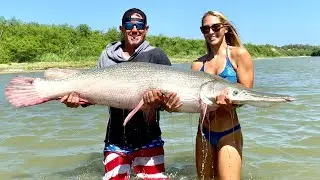 GIANT ALLIGATOR GAR Catch Clean and Cook (On the RIO GRANDE RIVER)
