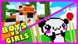 BOY VS GIRL | ANIMAL BASE BUILD CHALLENGE! Minecraft Little Kelly