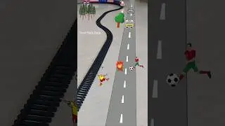 Ronaldo playing soccer ⚽️ near the track and train is approaching fast