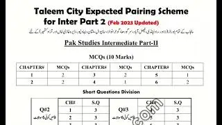 2nd year pak study pairing scheme 2023