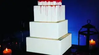 Horror themed projection mapped wedding cake