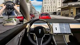 CityDriver - Model Z (Tesla Model Y) | Early Beta [Steering Wheel Gameplay]