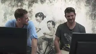 דין מירושניקוב ומאור שוויצר מתכוננים להרצאה הבאה