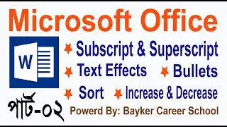 Subscript । Superscript । Text Effects । Bullets । Sort । Increase Decrease । Microsoft Office 2016