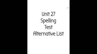 Unit 27 Alternative