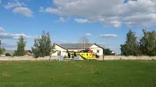 Взлёт медицинского вертолёта ANSAT в г Сасово