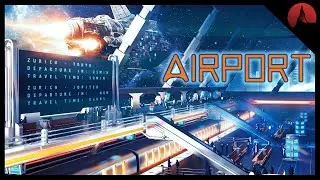 Sci-Fi Airport Ambience 🚀 | ASMR | Realistic Atmosphere - Announcements - Spaceship flyby & Subway