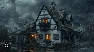 Sleeping In A Medieval Tavern Inn Listening To Rain, Sweeping Sleet & Thunder 💧❄️⚡ Black Screen