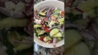 Cucumber Tomato Feta Salad ❤️ #recipes #salad #cucumbertomatofetasalad
