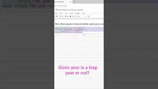 2.99 Python program to determine whether given year is leap year or not? #pythontricks #excel #easy
