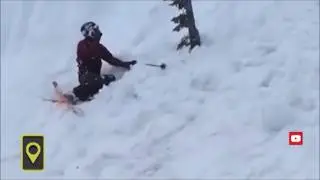 Лыжник слетел со спуска и врезался в дерево