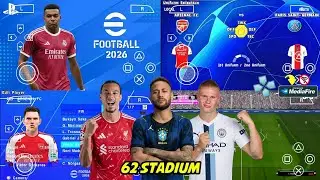 eFootball PES 2026 PPSSPP Android Offline Full Update UCL & League Kits 26/27 Season 4k Graphics