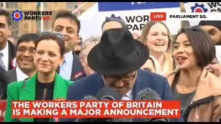 George Galloway and Monty Panesar in Parliament Square