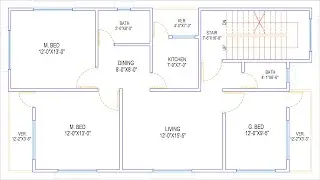 HOUSE PLAN DESIGN | EP 308 | 1178 SQUARE FEET 3 BEDROOMS HOUSE PLAN | LAYOUT PLAN