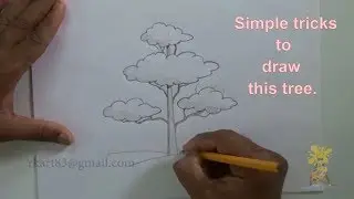 How to draw a beautiful Tree with simple shape | Easy way to draw a tree