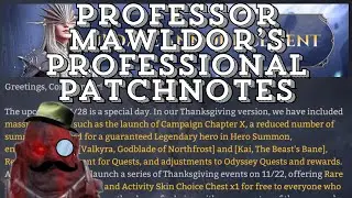 Professor Mawldors Professional Patchnotes - November