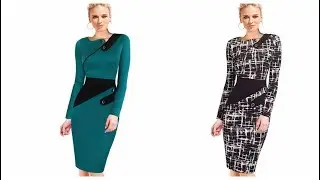 Одежда с Aliexpress - Прекрасное повседневное стрейч платье в бизнес стиле