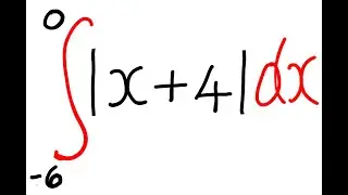 (No Audio) Definite Integrals- Integral of |x+4|. Boundaries of x are -6 to 0.