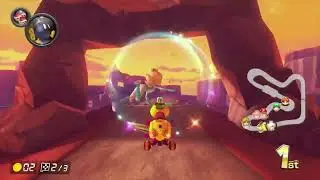 CPU saves me from being Blue Shell'd in Sunset Wilds (150cc)