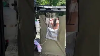Cooling Off with an outdoor Shower 🚿 #camping #outdoors #shorts