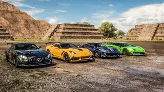 Forza Horizon 5 Drag race: AMG GT Black Series vs Aventador SVJ vs Corvette ZR1 vs Ferrari 488 Pista