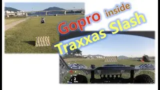 Jumping Traxxas Slash RC car with Gopro inside