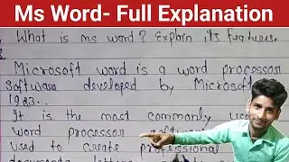 18. Microsoft  word full explanation in hindi  #defination of ms word