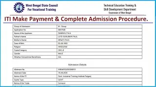 2020 WB ITI Make Payment & Complete Admission Procedure.