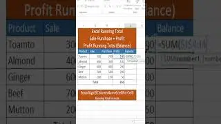 Excel Running Total in Excel Sheet #profitandloss #excel #excelfunction #runningtotal #exceltips