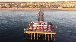 Balboa Pier & Ruby’s Diner drone footage at sunset, Newport Beach, CA
