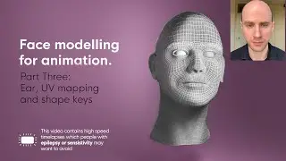 (Free Asset) Animated Face in Blender pt3: shape keys and UV unwrapping (timelapse with captions)
