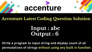 Accenture Latest Coding Questions | Coding Question in 