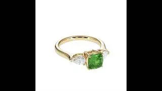 Atyaza Inc Yellow Gold Green Tourmaline and Diamond Engagement Ring ATZR 0785