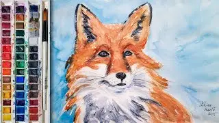 Easy Watercolor Animal | Paint a Fox in Snow for Beginners