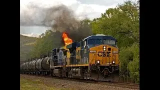 CSX Q409-17 train on FIRE!!!!!! 