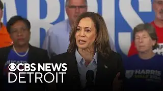 Vice President Kamala Harris speaks to union members in Detroit during Labor Day visit
