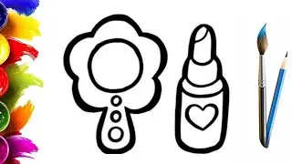 How to Draw Mirror and Lipstick for Children / Easy Drawing Step by Step