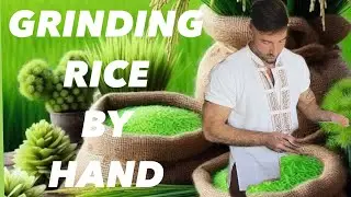 traditional grinding rice making sweet treats