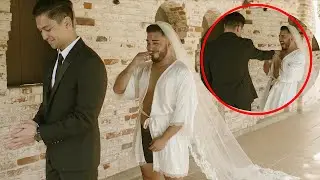 WIFE PRANKS HUSBAND ON WEDDING DAY!! *HE CRIED* | FIRST LOOK PRANK