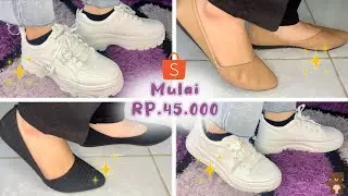 SHOPEE HAUL WHITE SNEAKERS DAN FLAT SHOES || REVIEW WHITE SNEAKERS DAN FLAT SHOES
